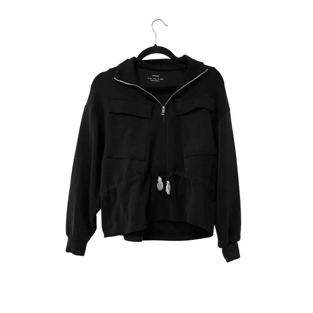 Oysho Womens Jacket XS Black High Neck full Zip Adjustable Waist 0540/791 NWT